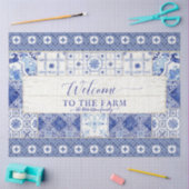 Papier Mousseline Carrelage agricole Bleu Blanc Rustique Bois Découp (Artisanat)