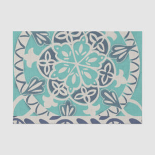 Papier Mousseline Carrelage Batik Bleu I