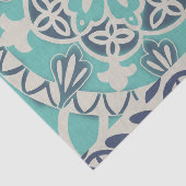 Papier Mousseline Carrelage Batik Bleu I (Détail)