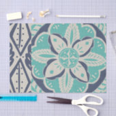 Papier Mousseline Carrelage bleu Batik IV (Artisanat)