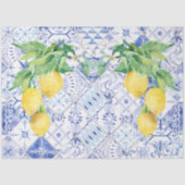 Papier Mousseline Carrelage bleu citron blanc Carrelage rustique Fer (Recto)