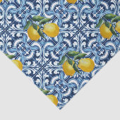 Papier Mousseline Carrelage bleu et citrons Amalfi Positano thème (Détail)