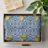 Papier Mousseline Carrelage bleu et citrons Amalfi Positano thème (Cadeau)