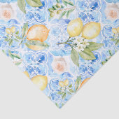 Papier Mousseline Carrelage Bleu Méditerranéen Limoncello Monogramme (Détail)