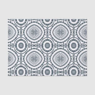 Papier Mousseline Carrelage circulaire Denim Motif blanc bleu