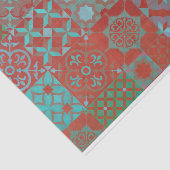 Papier Mousseline Carrelage Cool, tendance égéenne, rouge et bleu (Détail)