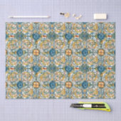 PAPIER MOUSSELINE CARRELAGE FLORAL MÉDITERRANÉEN DÉCOUPAGE TISSU PAP (Artisanat)