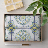 Papier Mousseline Carrelage italien Découpage bleu et blanc citron f (Cadeau)