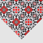 Papier Mousseline Carrelage marocain floral, rouge profond, noir et (Détail)