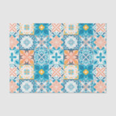 Papier Mousseline Carrelage orange et bleu (Recto)