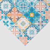 Papier Mousseline Carrelage orange et bleu (Détail)