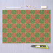 Papier Mousseline Carrelage rouge et vert sur Motif or (Artisanat)