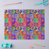 Papier Mousseline Carrés crâne sucre (Artisanat)