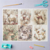 Papier Mousseline Carrés de Noël Reindeer (Artisanat)