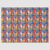 Papier Mousseline Carrés peints abstraits colorés (Recto)