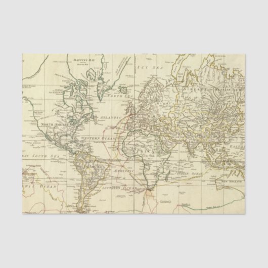 Papier Mousseline Carte 5 du monde (Recto)