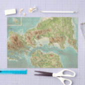 Papier Mousseline Carte bathyorographical d'îles britanniques (Artisanat)