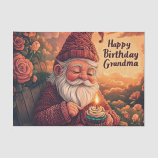 Papier Mousseline Carte d'anniversaire Gnome pour grand-mère