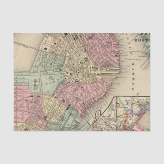 Papier Mousseline Carte de Boston par Mitchell (Recto)