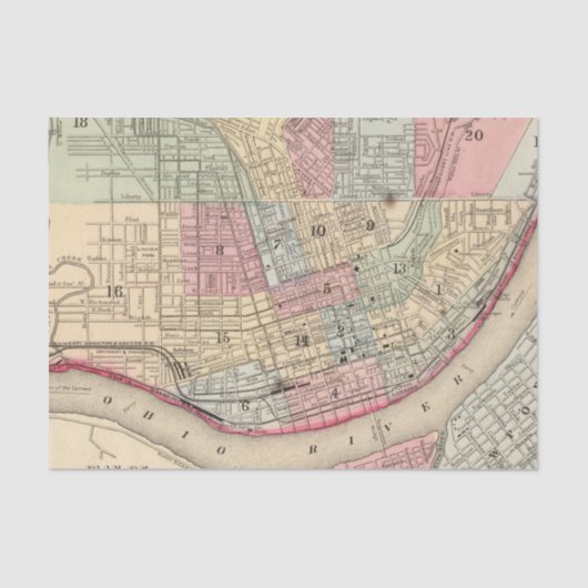 Papier Mousseline Carte de Cincinnati par Mitchell (Recto)
