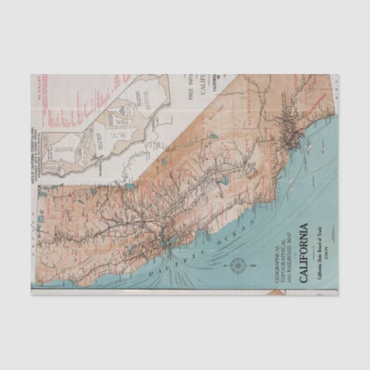 Papier Mousseline Carte de la Californie 2 (Recto)