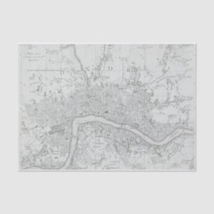 Papier Mousseline Carte de la vieille ville de Londres en noir et bl