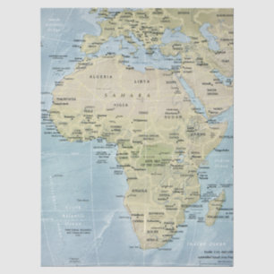 Papier Mousseline Carte de l'Afrique Decoupage