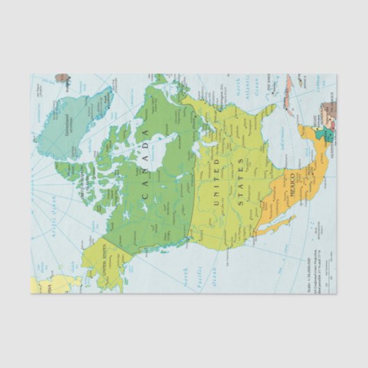 Papier Mousseline Carte de l'Amérique du Nord (Recto)