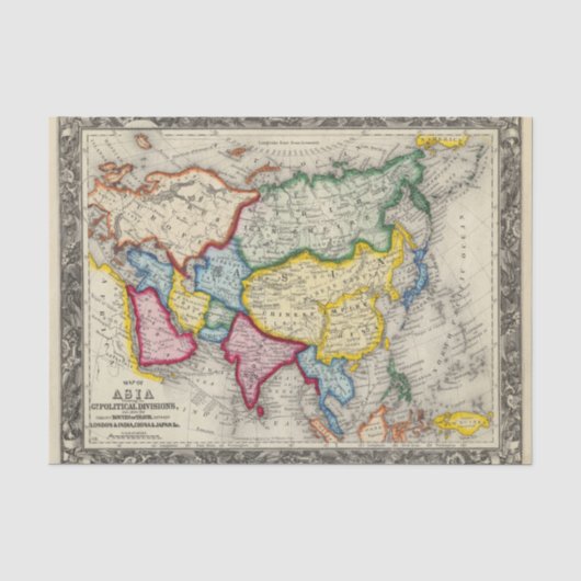 Papier Mousseline Carte de l'Asie (Recto)