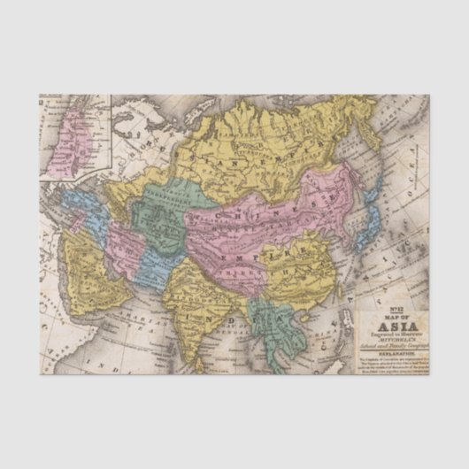 Papier Mousseline Carte de l'Asie (Recto)