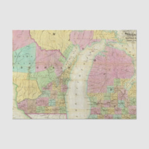 Papier Mousseline Carte de l'état du Michigan