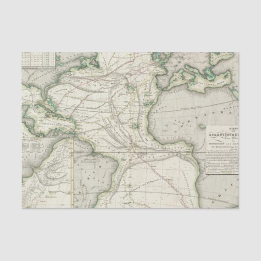 Papier Mousseline Carte de l'Océan Atlantique (Recto)