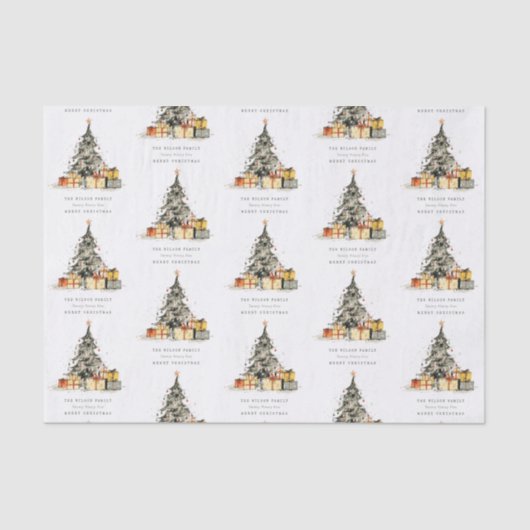 Papier Mousseline Carte de vacances moderne Sketchy Christmas Tree C (Recto)