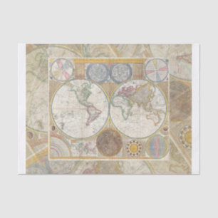 Papier Mousseline Carte de voyage du monde Antique Vintage