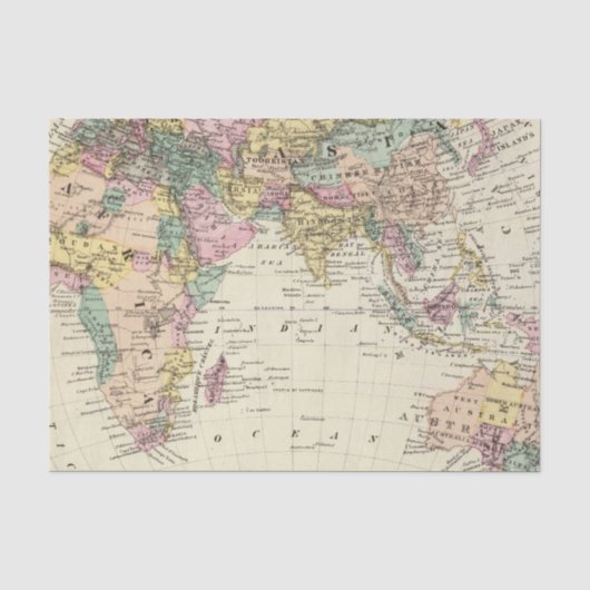 Papier Mousseline Carte d'hémisphère oriental (Recto)