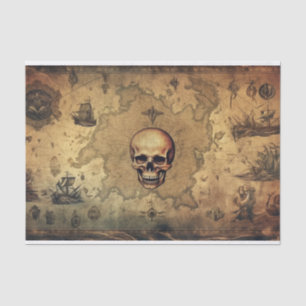 Papier Mousseline Carte d'Imaginaire vintage Pirates Découpage crâne