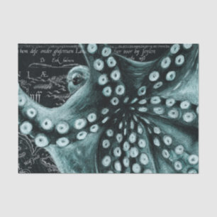 Papier Mousseline Carte du crayon vert octopus coloré