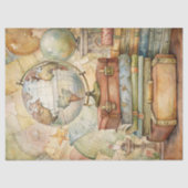 Papier Mousseline Carte du globe des valises de vacances d'été vinta (Recto)