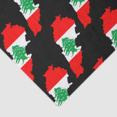 Papier Mousseline Carte du Liban avec drapeau (Détail)
