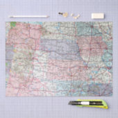 Papier Mousseline Carte du Midwest américain (Artisanat)