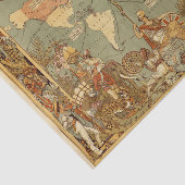 Papier Mousseline Carte du monde Antique 1886 Illustré (Détail)