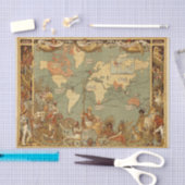 Papier Mousseline Carte du monde Antique 1886 Illustré (Artisanat)