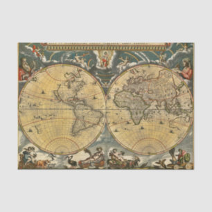 Papier Mousseline Carte du monde antique J. Blaeu 1664