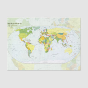 Papier Mousseline Carte du monde Atlas Poster Politique : Décoration
