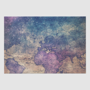 Papier Mousseline Carte du monde céleste vintage (13)