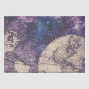 Papier Mousseline Carte du monde céleste vintage (3)