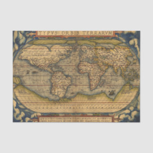 Papier Mousseline Carte du monde d'Ortelius 1570 : Cartographie anti