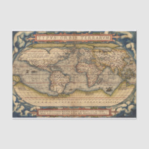 Papier Mousseline Carte du monde Vintage par Abraham Ortelius 1564