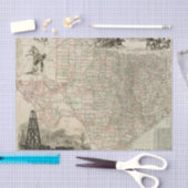 Papier Mousseline Carte du Texas avec des frontières du comté (Artisanat)
