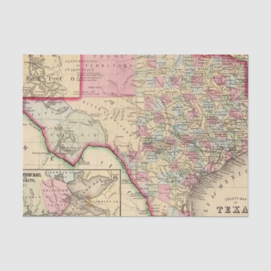 Papier Mousseline Carte du Texas par Mitchell (Recto)